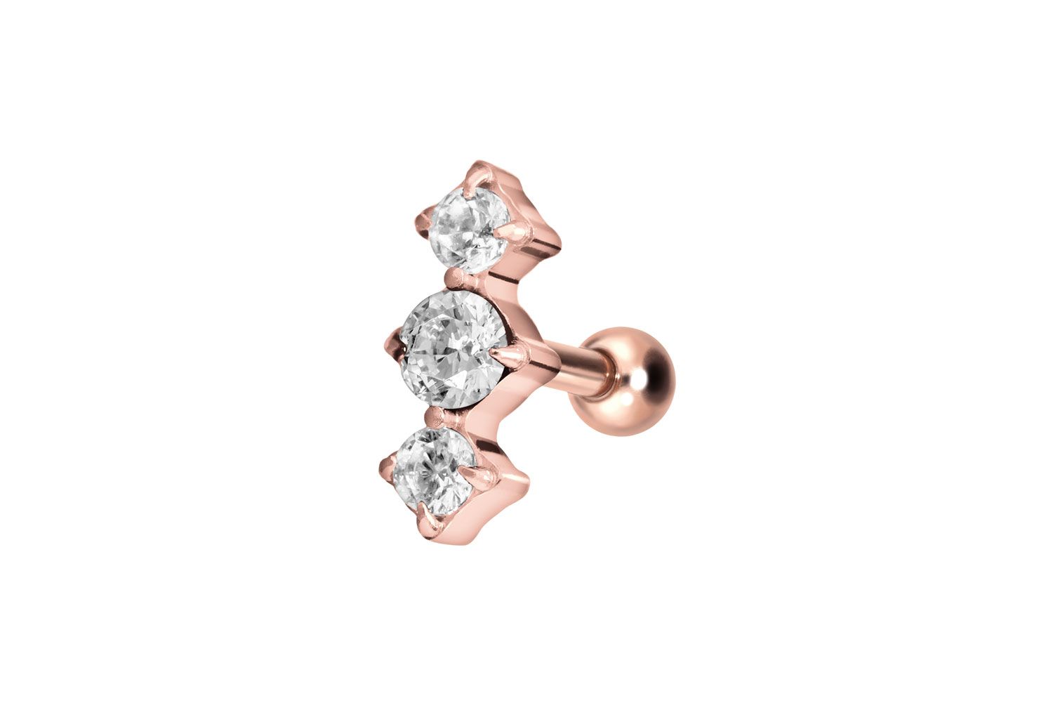 Titan Ohrpiercing mit Innengewinde 3 EINGEFASSTE KRISTALLE